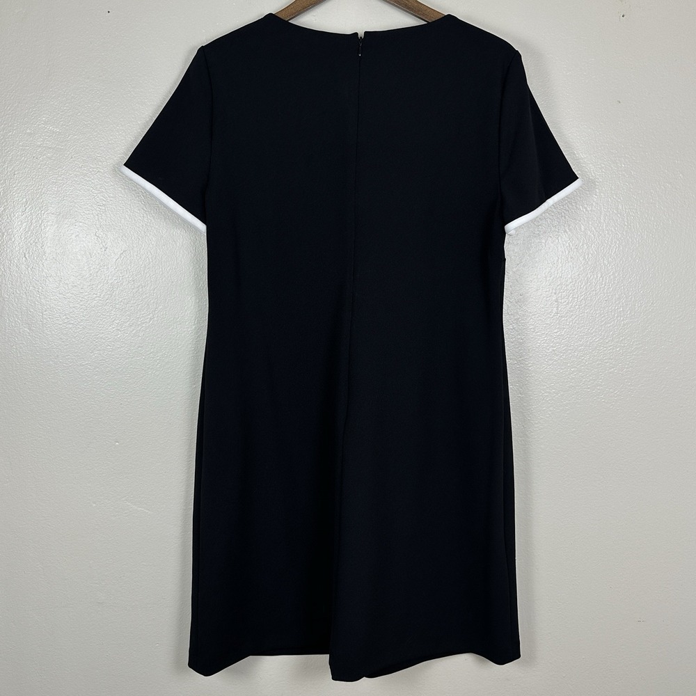 Tommy Hilfiger Women's 14 Contrast Trim Mini T-Shirt Dress 60s 70s Black NEW - Picture 2 of 6